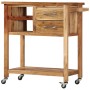 Carrito de cocina de madera maciza de acacia 80x45x91 cm