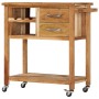 Carrito de cocina de madera maciza de acacia 80x45x91 cm