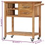 Carrito de cocina de madera maciza de acacia 80x45x91 cm