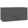 Armarios de pared 2 uds madera maciza de pino gris 60x30x30 cm