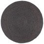 Alfombra de yute tejida a mano redonda gris oscuro 240 cm