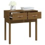 Mesa consola de madera maciza de pino marrón miel 76,5x40x75 cm