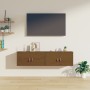 Armarios de pared 2 uds madera pino marrón miel 60x30x30 cm