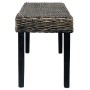 Banco de ratán kubu y madera maciza de mango negro 110 cm