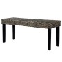Banco de ratán kubu y madera maciza de mango negro 110 cm