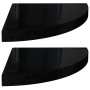 Estante flotante esquina 2 uds MDF negro brillante 35x35x3,8 cm
