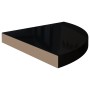 Estante flotante esquina 2 uds MDF negro brillante 35x35x3,8 cm