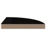 Estante flotante esquina 2 uds MDF negro brillante 35x35x3,8 cm