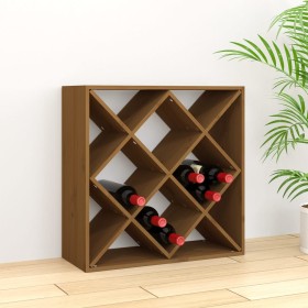 Botellero madera maciza de pino marrón miel 62x25x62 cm