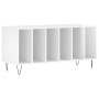 Mueble discos madera contrachapada blanco brillo 100x38x48 cm