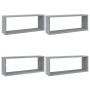 Estantes cúbicos de pared 4 uds madera gris Sonoma 60x15x23 cm