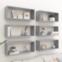 Estante cubo pared 6 uds contrachapado gris hormigón 60x15x23cm