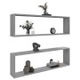 Estante cubo pared 2 uds contrachapada gris Sonoma 100x15x30 cm