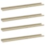 Estantes de pared 4 unidades blanco y roble Sonoma 80x9x3 cm