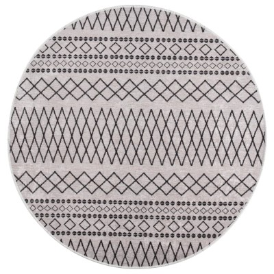 Alfombra lavable antideslizante negro y blanco φ120 cm