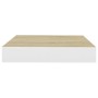 Estante flotante de pared MDF roble y blanco 23x23,5x3,8 cm