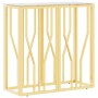 Mesa consola de acero inoxidable y vidrio dorada 70x30x70 cm