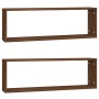 Estante cúbico de pared 2 uds madera roble marrón 80x15x26,5 cm