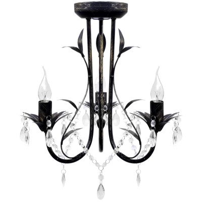 Lámpara de araña, candelabro negro estilo Art Nouveau, 3 x E14