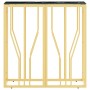 Mesa consola de acero inoxidable y vidrio dorada 70x30x70 cm