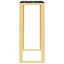 Mesa consola de acero inoxidable y vidrio dorada 70x30x70 cm