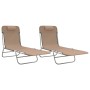 Tumbonas plegables 2 uds acero y textilene gris taupe