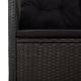Banco jardín reclinable y cojines ratán sintético negro 173 cm