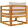 Sillón de jardín madera maciza acacia con cojines gris claro