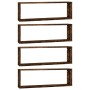 Estante cúbico de pared 4 uds madera roble ahumado 80x15x26,5cm