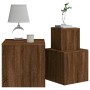 Mesitas auxiliares 3 piezas madera contrachapada marrón roble