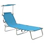 Tumbona plegable con toldo de acero azul turquesa