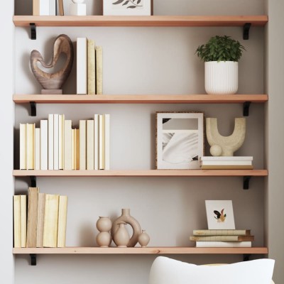 Estante de pared madera maciza de roble sin tratar 80x20x2 cm