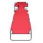 Tumbona plegable de acero con cojín de cabeza acero roja