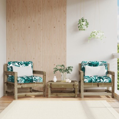 Sillones de jardín con cojines 2 uds madera de pino impregnada