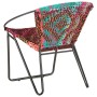 Silla circular chindi de tela multicolor