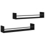 Estantes de pared con barras 2 unidades negro 80x16x14 cm