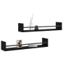 Estantes de pared con barras 2 unidades negro 80x16x14 cm