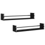 Estantes de pared con barras 2 unidades negro 80x16x14 cm