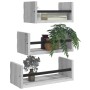 Estantes pared con barras 3 pzas madera ingeniería gris Sonoma