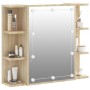 Mueble con espejo y luces LED roble Sonoma 70x16,5x60 cm