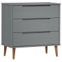 Mesita de noche MOLDE madera maciza de pino gris 80x40x80 cm