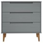Mesita de noche MOLDE madera maciza de pino gris 80x40x80 cm