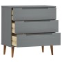 Mesita de noche MOLDE madera maciza de pino gris 80x40x80 cm