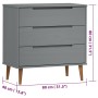 Mesita de noche MOLDE madera maciza de pino gris 80x40x80 cm