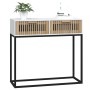 Mesa consola hierro y madera contrachapada blanco 80x30x75 cm