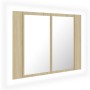 Armario espejo de baño LED acrílico roble Sonoma 60x12x45 cm