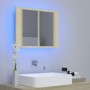 Armario espejo de baño LED acrílico roble Sonoma 60x12x45 cm