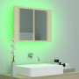 Armario espejo de baño LED acrílico roble Sonoma 60x12x45 cm