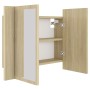 Armario espejo de baño LED acrílico roble Sonoma 60x12x45 cm