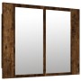 Armario con espejo LED madera roble ahumado 60x12x45 cm